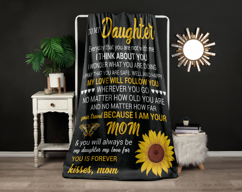To My Daughter – My Love Will Follow You Forever™ | Sentimental Gift Fleece Blanket from Mom