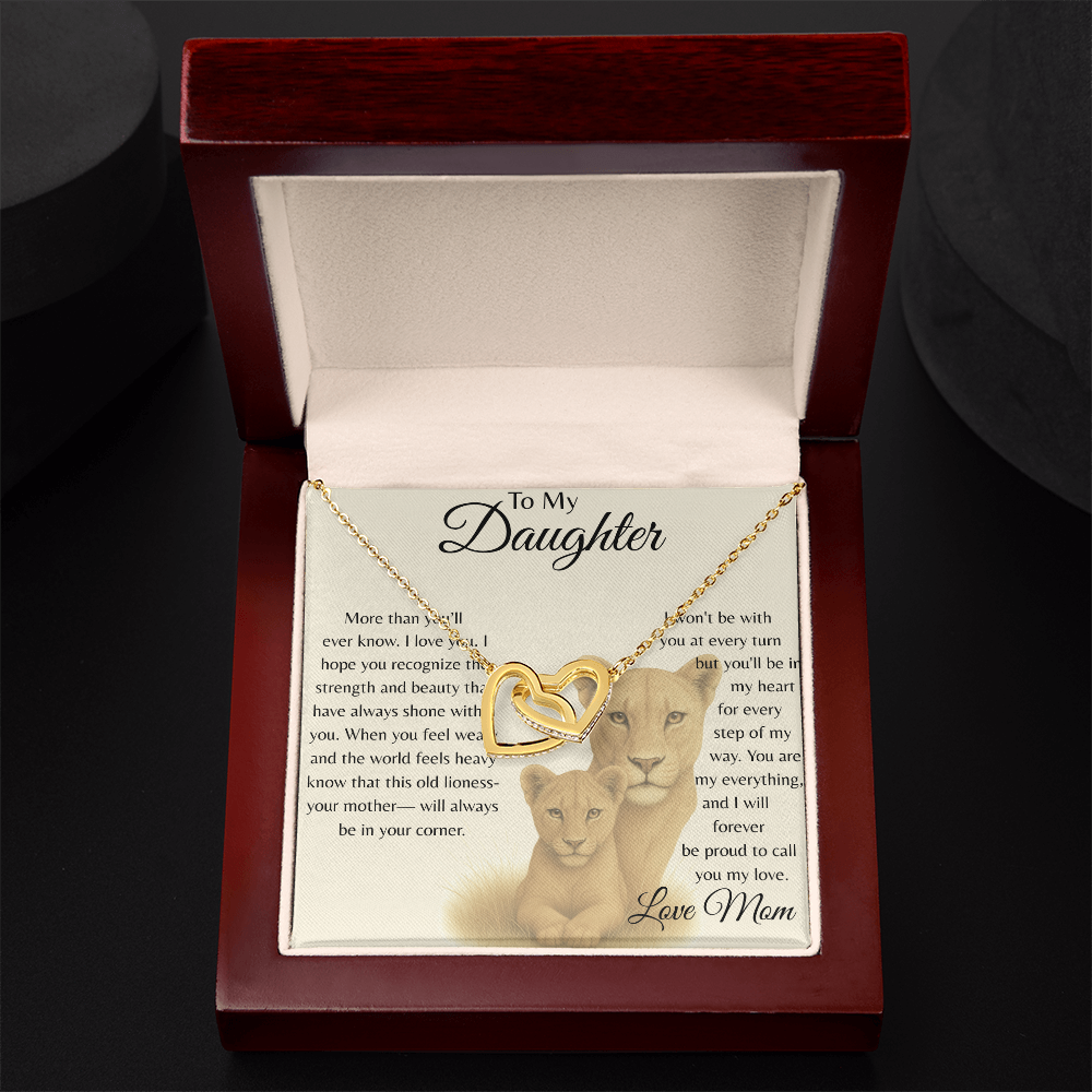 To My Daughter – Interlocking Hearts Necklace from Mom (Lioness Love Edition)