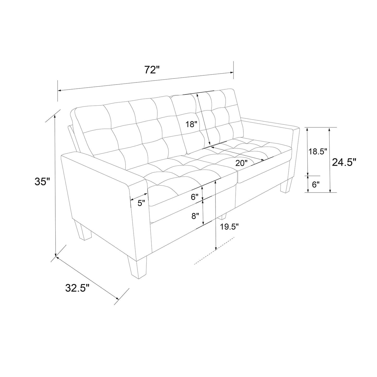 Mid-Century Modern Upholstered Sofa - Teal