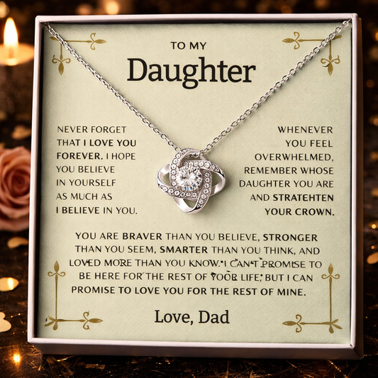 To My Daughter – Love Dad Knot Necklace with Message Card Gift