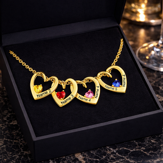 Custom Birthstone Family Necklace | Engraved Names |Legacy Circle™