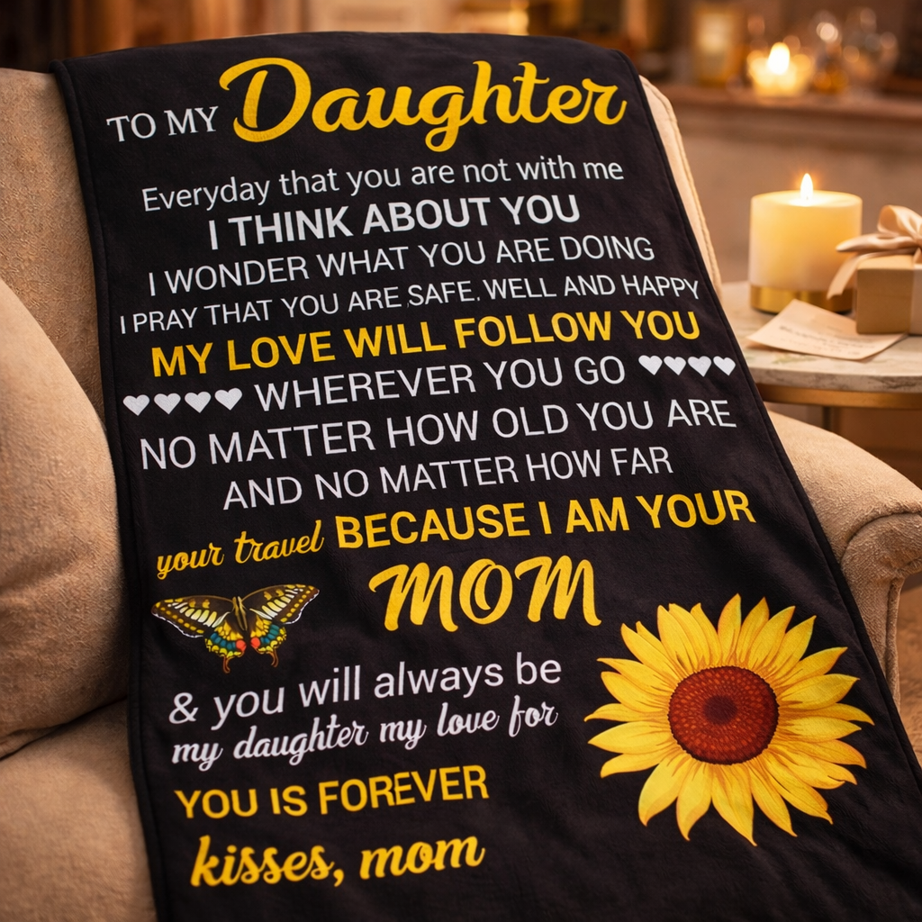 To My Daughter – My Love Will Follow You Forever™ | Sentimental Gift Fleece Blanket from Mom