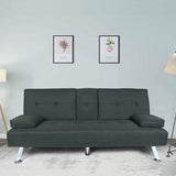 Modern Folding Futon with Cupholders - Dark Gray