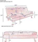 Modern Folding Futon with Cupholders - Dark Gray