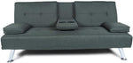 Modern Folding Futon with Cupholders - Dark Gray