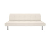 Futon Couch with Tufted Faux Leather - White