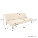 Futon Couch with Tufted Faux Leather - White