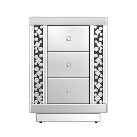 Mirrored Night Stand - Silver