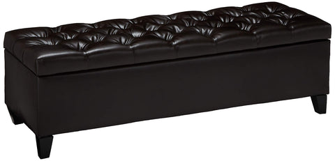 Leather Storage Ottoman - Brown