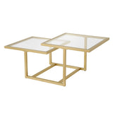 2-Tier Coffee Table - Golden Brass