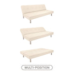 Futon Couch with Tufted Faux Leather - White