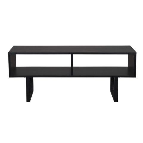 Coffee Table with Open Shelves - Black Wood