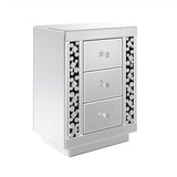 Mirrored Night Stand - Silver