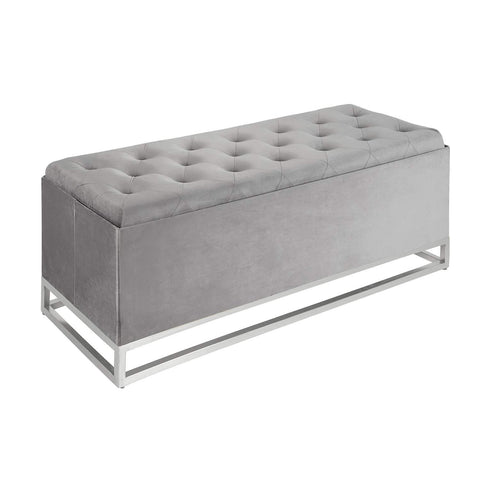 Ottoman Bench with Storage Organizing Dividers - Pewter Gray