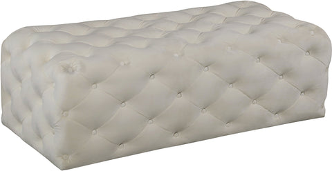 Upholstered Ottoman with Button Tufting - Cream