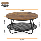 Round Coffee Table with Storage Shelf