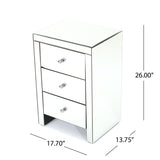 3 Drawer Mirrored Side Table - Classic