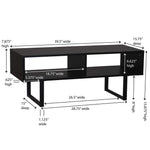 Coffee Table with Open Shelves - Black Wood