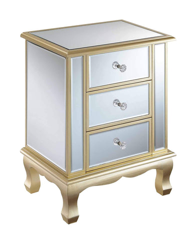 3 Drawer Mirrored End Table - Champagne