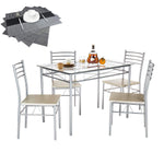 5 Piece Dining Table Set - Silver