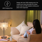 Crystal Table Lamp with Dual USB Charging Ports