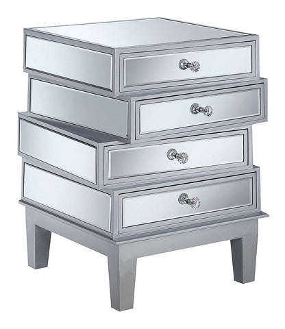 Mirrored End Table - Silver