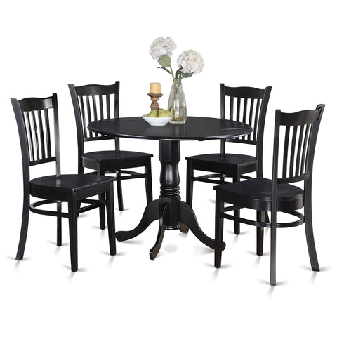 5 Piece Kitchen Table Set - Black Wood