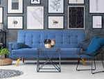 Mid-Century Modern Futon - Blue