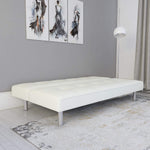 Futon Couch with Tufted Faux Leather - White