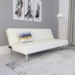 Futon Couch with Tufted Faux Leather - White