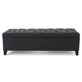 Fabric Storage Ottoman - Dark Grey