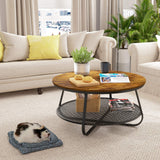 Round Coffee Table with Storage Shelf