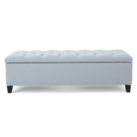 Fabric Storage Ottoman - Light Sky