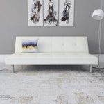 Futon Couch with Tufted Faux Leather - White