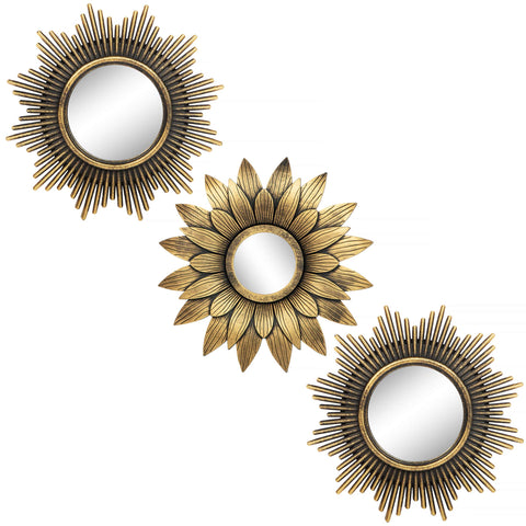 Gold Mirrors for Wall Decor - Set of 3