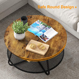 Round Coffee Table with Storage Shelf