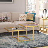 2-Tier Coffee Table - Golden Brass